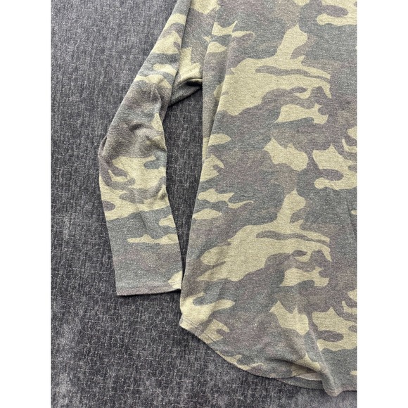 Bombom Henley Top Womens Medium Gray Camouflage Stretch Outdoor Made In The USA - Picture 11 of 14